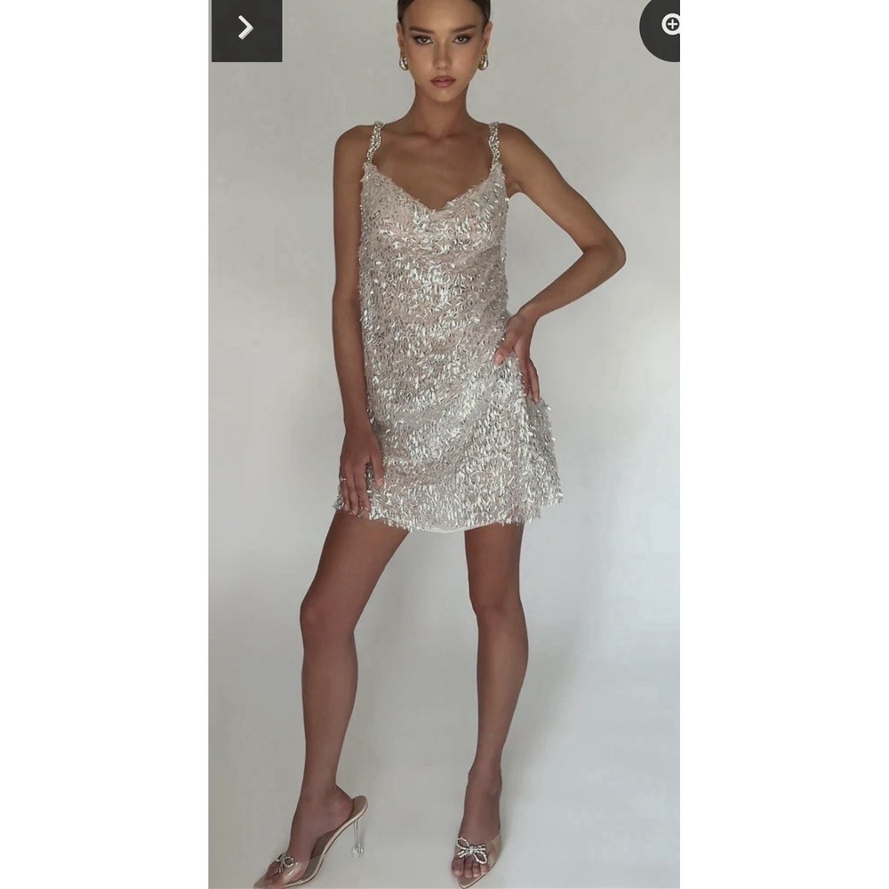 Sisters the Label LONDON MINI DRESS - PEARL GLACIER TULLE & PEARL SILK LINING S